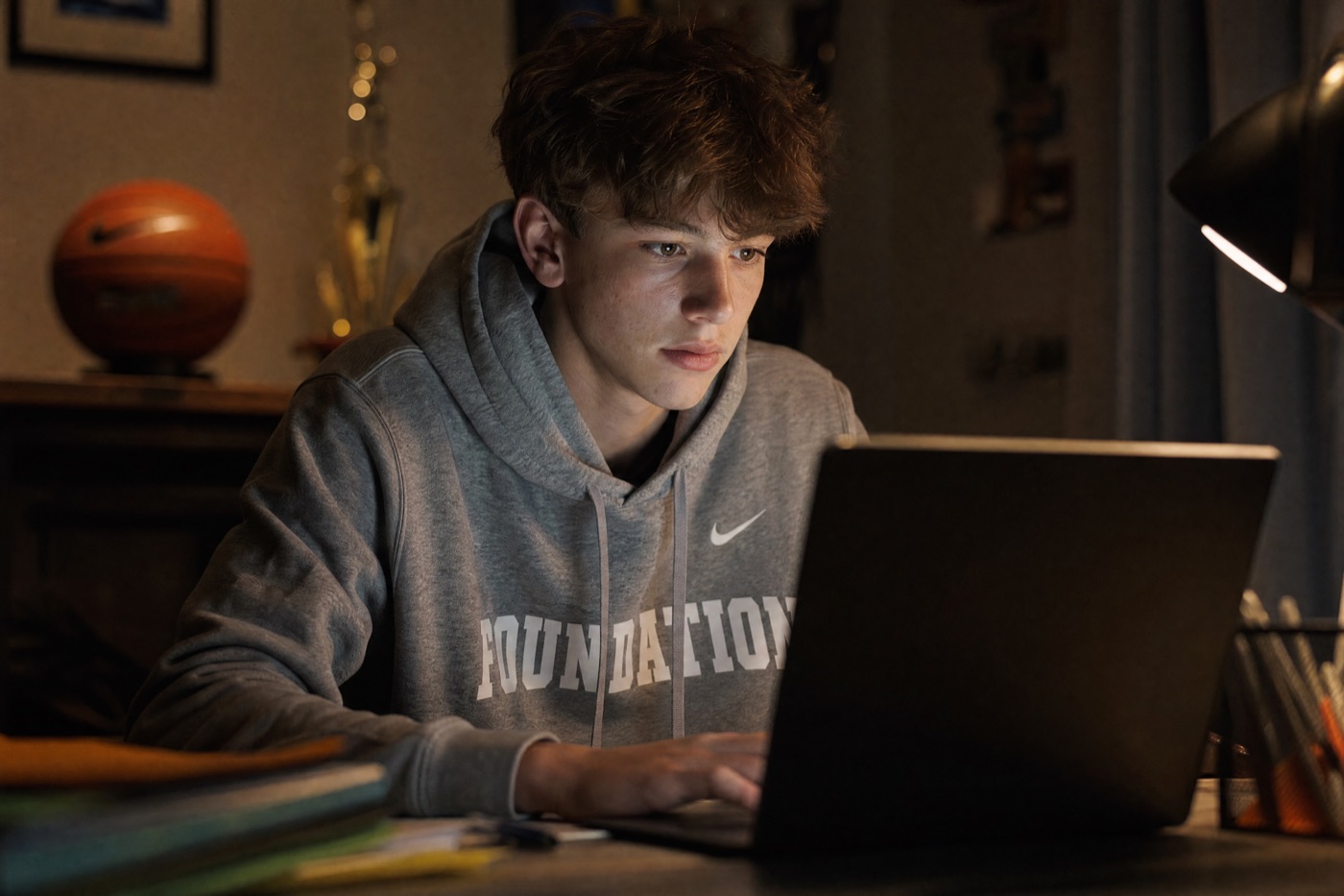 High school basketball player emailing college coaches late at night